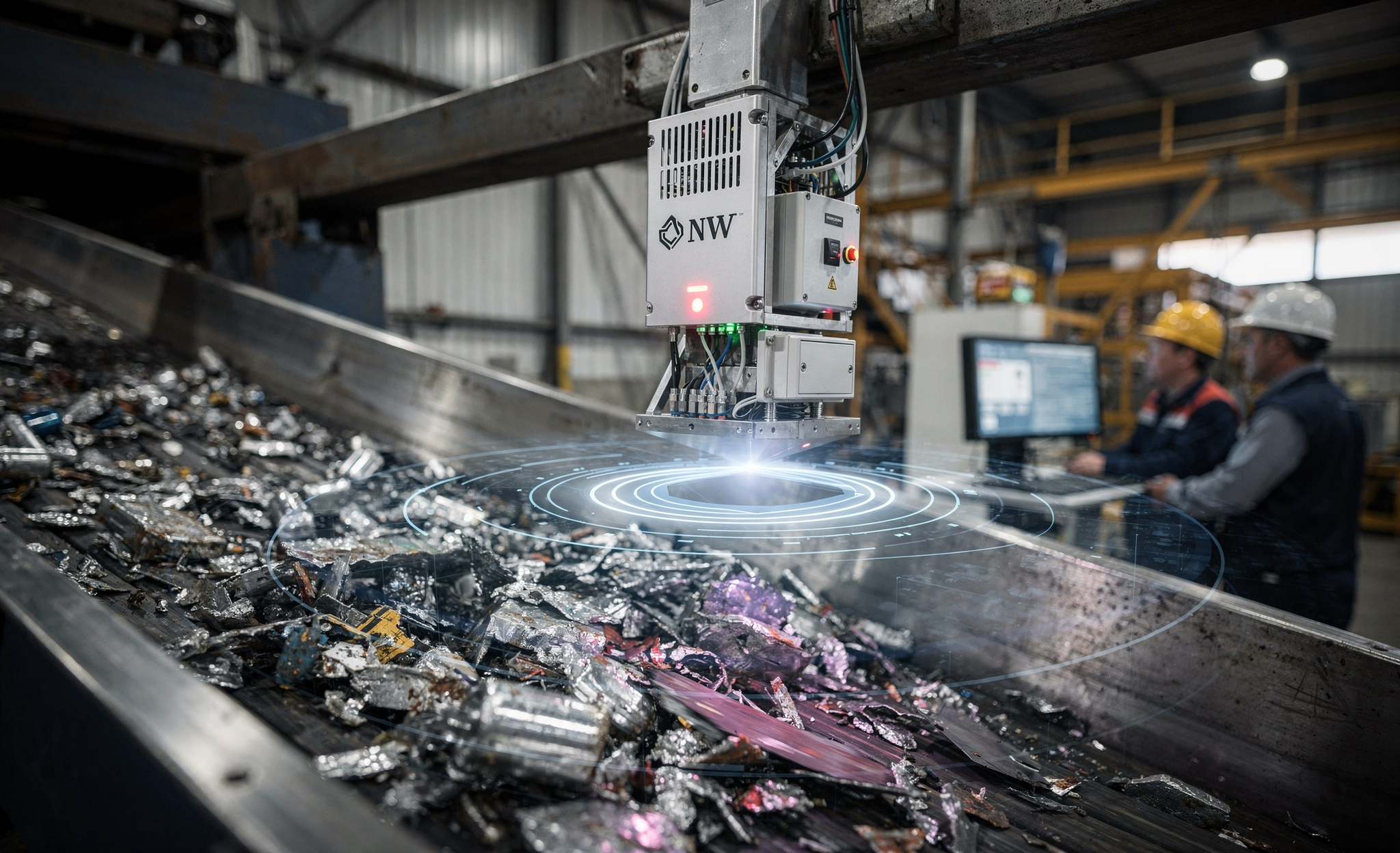 Quantum-enhanced metal detection for recycling applications